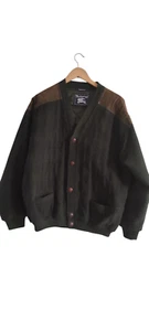 Burberrys Cárdigan Bomber Chaqueta Acolchada Acrílico Lana Caqui Verde Hecho en España XL - Imagen 1 de 13