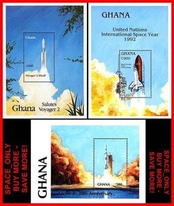 GHANA = USA SPACE PROGRAMS x3 S/s (blocks) MNH (too expensive?) - Picture 1 of 1