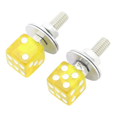 Paar Kennzeichenschrauben Befestigung Gelb Würfel Chopper Custom Motorrad Gelb - Bild 1 von 4