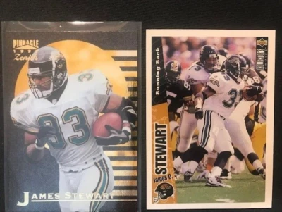 NFL - James Stewart 1996 Upper Deck CC & 1997 Pinnacle Zenith Football - Jaguars - Image 1 of 2