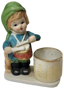 Vintage Porcelain Christmas Luvkins Drummer Boy Figurine Candle Holder 3.25'' - Picture 1 of 4