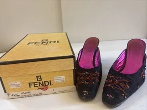 Fendi Zucca 604740 Wedge Heel Pump Comfort Shoes Size 8M Jewels Needs Heel Tips - Picture 1 of 16