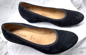 Gabor Women Shoes Black Sacchetto Suede Wedge Closed Toe Excellent Shape Size 6 - Picture 1 of 11