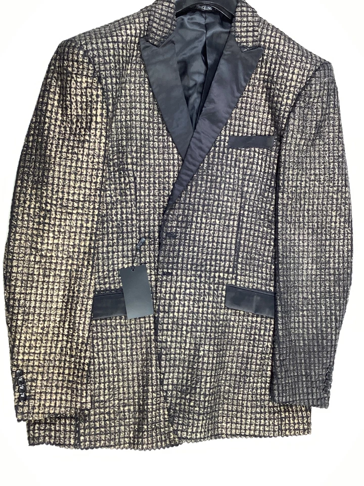 Chaqueta de Esmoquin Para Hombres Angelino Platino Dorado Corte Esmeralda Patrón NUEVA Foto 1 de 4