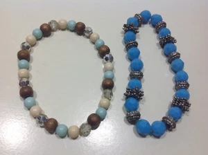 Grandma's Jewelry ~ Two Vintage Stretchy Beaded Bracelets - Picture 1 of 2