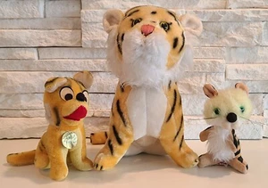 Lot of (3) Vintage Dakin Mohair Sawdust Stuffed Tiger Lion Plush Toy Japan - Picture 1 of 9