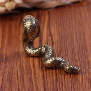 Antique Bronze Cobra Snake Miniature Figurines Zodiac Animal Desk Decorations - Picture 1 of 12