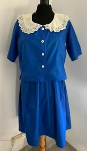 Ancien ensemble chemisier et jupe en rayonne bleu années 1950 - Picture 1 of 8