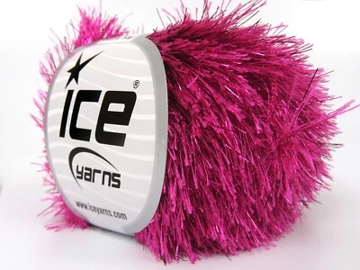 Fuchsia Pink Eyelash Dazzle 50gr 82483 Ice Yarns Metallic Sparkle Yarn 60yds - Image 1 of 4