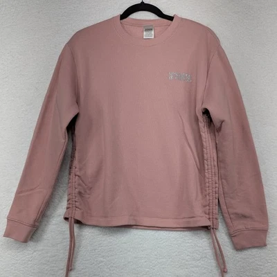 ROSA Victoria's Secret Rosa Rosa Cuello Redondo Sudadera Acanalada Cordones Laterales M Foto 1 de 4