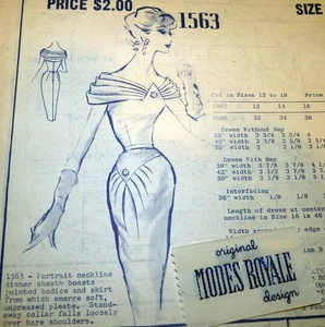 *RARE VTG 1950s EVENING DRESS MODES ROYALE Sewing Pattern 14/34 FF - Picture 1 of 1