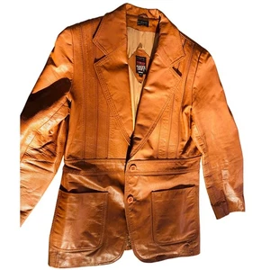 VTG Europe Craft Leather Jacket Men's 42 Burnt Orange - Picture 1 of 8