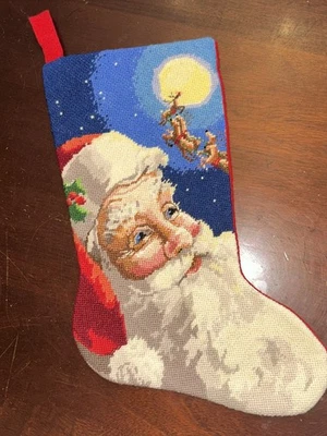 Kit de meias vintage completo Bucilla Jolly Old St. Nick Needlepoint 60723  - Imagem 1 de 4