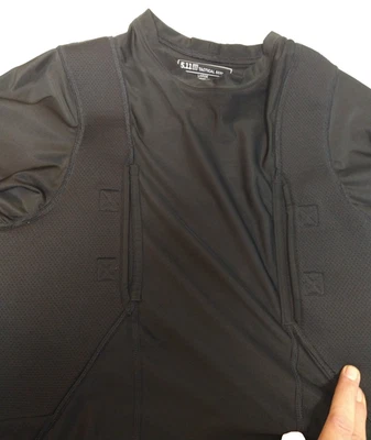 2- mens 5.11 TATICAL SHORT SLEEVE SHIRT FOR CONCEAL CARRY, 1 BLACK, 1 WHITE SZ L - Image 1 of 4