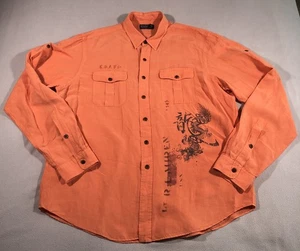 Polo Ralph Lauren Leinen Seide Hemd Herren 2XL Drache asiatische Grafik Knopfleiste - Bild 1 von 17