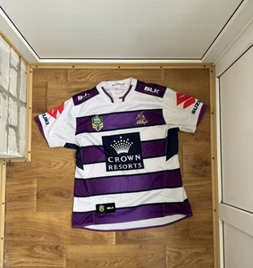 MELBOURNE STORM Rugby BLK NRL Purple Shirt Mens XL Jersey Rugby - Picture 1 of 7