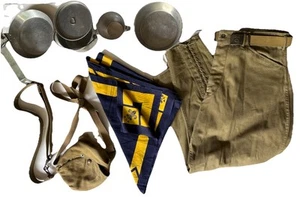 Lot Of VTG Boy Scouts of American Uniform Breeches, Belt, Mess Kit, Bandanna BSA - Picture 1 of 17