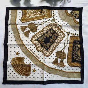 Hermes Petit Carré 45 Poste et Cavalerie Silk Scarf Black W/Tags No Box Used. - Picture 1 of 11