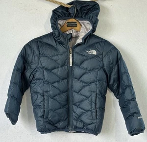 North Face Down Puffer Jacket Kid's Sz XS Blue Hooded Outdoor - Picture 1 of 5