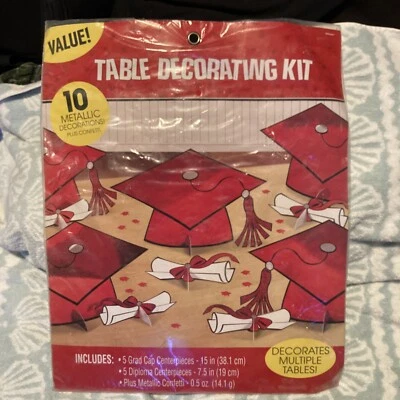 Red Graduation Table Decorating Kit Factory Sealed New - Image 1 of 4