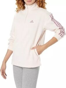 Adidas Women's Quarter Zip Fleece Sweatshirt Pink