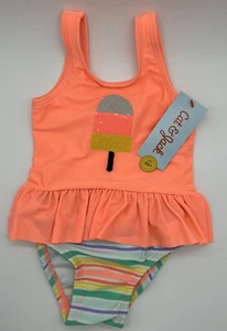 Juego de tankini de paletas para niñas pequeñas - gato y gato ¢ naranja 12M - Imagen 1 de 3