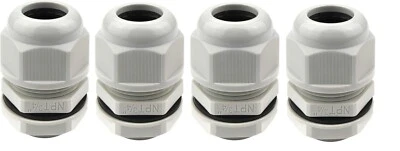 4 Pack, Grey 3/4" Strain Relief Nylon Cord Grip Waterproof NPT Cable Gland - Image 1 of 4