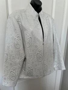 CHAQUETA CHICO'S BLANCA PLATEADA 3 XXL TRAJE CREMALLERA COMPLETA CRUCERO CENA EVENTO ELEGANTE USADA EN EXCELENTE ESTADO - Imagen 1 de 6