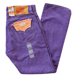 Levi/'s 501 Jeans New Viking Purple Button Fly Straight Leg Shrink to Fit Raw