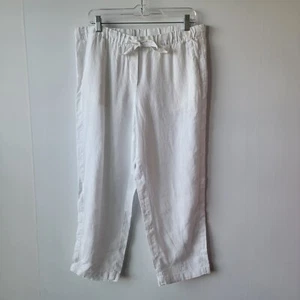 pure j jill womens size M pants 100% linen cropped pull on drawstring white - Picture 1 of 7