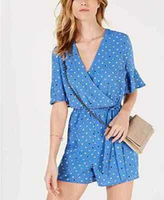 Maison Jules Romper Blue Polka Dots Surplice Sz 8 NEW NWT 938 - Image 1 of 2