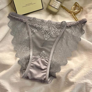 Women Sheer Lace Panties Satin String Underwear Lingeries Vintage Sexy - Picture 1 of 29