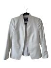 J. Crew Going Out Blazer Size 4 White Open Front Stretch Linen Business Casual