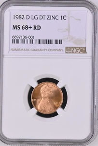 1982-D 1C RD Large Date Zinc Lincoln Memorial One Cent NGC MS68+RD 6697136-001 - Picture 1 of 2