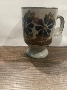 Vintage Otagiri Speckled Floral Footed Stoneware Coffee Mug - Picture 1 of 3
