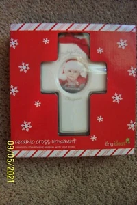 Baby's First Christmas Ceramic Cross Ornament - NIB - Picture 1 of 2