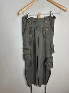 Da Nang Pants Girls Size Large Cargo Raw Hem Gray 3847 - Picture 1 of 9