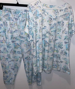 Sleep Sense Pajama Set Womens 2X Cotton 2 pc PJ Sleep NEW short sleeve capri - Picture 1 of 6