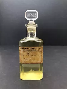 Botella de medicina boticario antigua Rieger vidrio en relieve corcho etiqueta casada - Imagen 1 de 6
