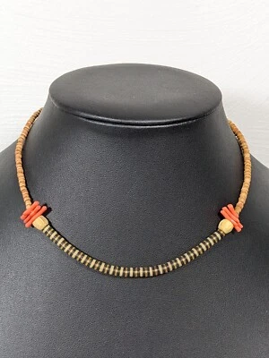 Collar Playa Costero Imitación Rama Coral Apilado Madera Cuentas Surfer Estilo 14 pulgadas Foto 1 de 4