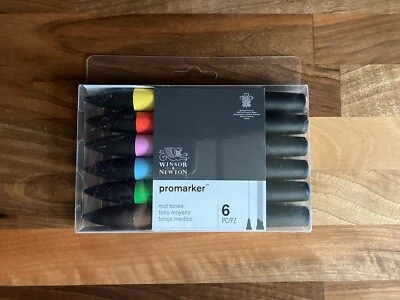 Winsor & Newton Promarker Set Mid Tones Twin Tip Set de 6 Foto 1 de 4