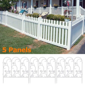 5x Iron White Fence Community Garden Edging Panels Hook& Eye Connect Easy to Use - Picture 1 of 12