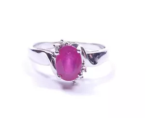 Ruby and Diamond Ring 9 carat gold white size N1/2 - Picture 1 of 5