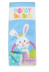 New Easter Polyester Kitchen Towel 15" x 25" when open ~ Eggs and Bunny (Qty 1) - Picture 1 of 1
