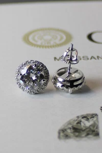4 Ct Round Cut Lab Created Halo Stud Earrings Gra Moissanite ๐ 8mm Screw Back - Picture 1 of 7