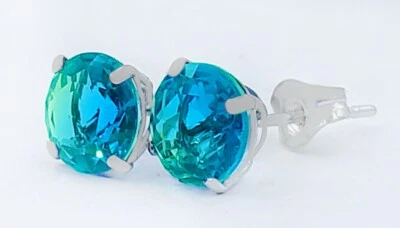 PENDIENTES STUD TURMALINA 2,36 Cts ORO BLANCO 14K - Nuevos Con Etiqueta Foto 1 de 4