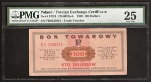 Polonia 100 DÓLARES 1969 P:FX33 VF (25 PMG) Certificado de divisas - Imagen 1 de 2