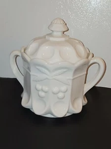 WESTMORELAND Vintage EMBOSSED Cherry Design Decagon HANDLED CONTAINER with LID - Picture 1 of 19