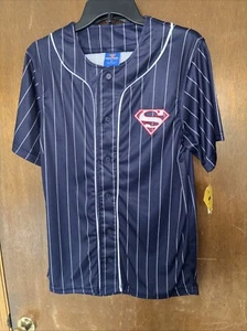 DC comics Superman Jersey Button Blue Up New Tags Medium - Picture 1 of 5