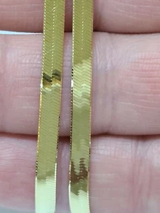 Herringbone Chain 14k Yellow Gold 18" Long 4mm Lobster Claw Lock Super Flexible - Picture 1 of 10